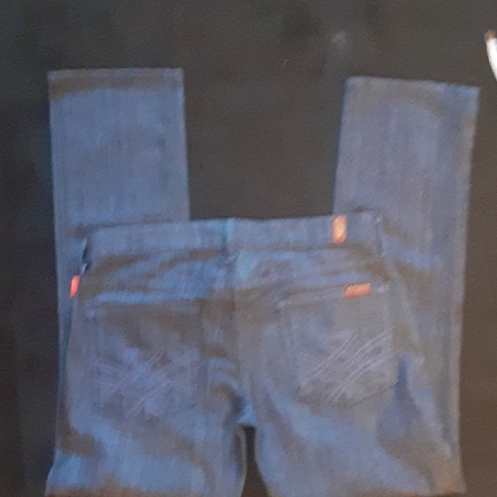 7 For All Mankind Women's Dark Blue Straight Jeans - Picture 7 of 9